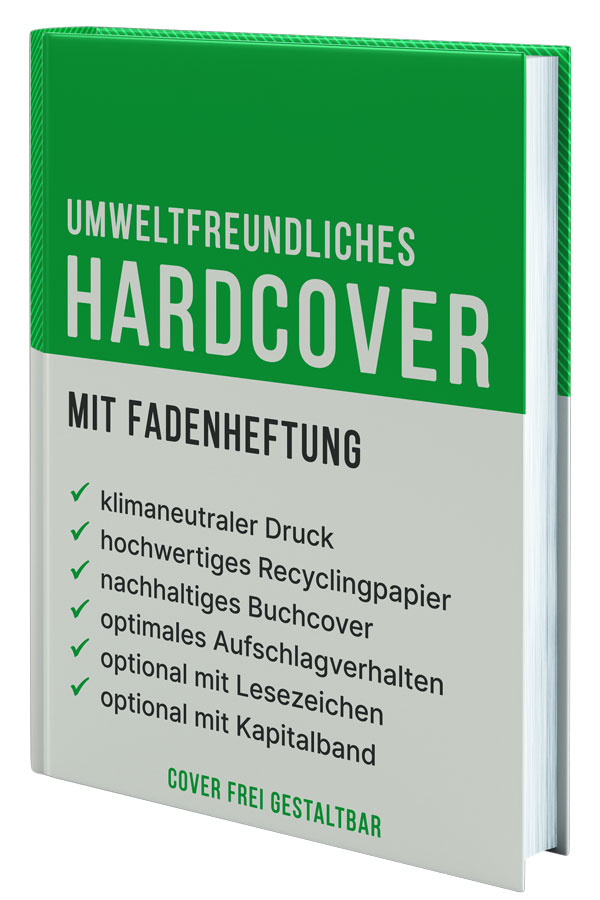 Umweltfreundliches Hardcoverbuch