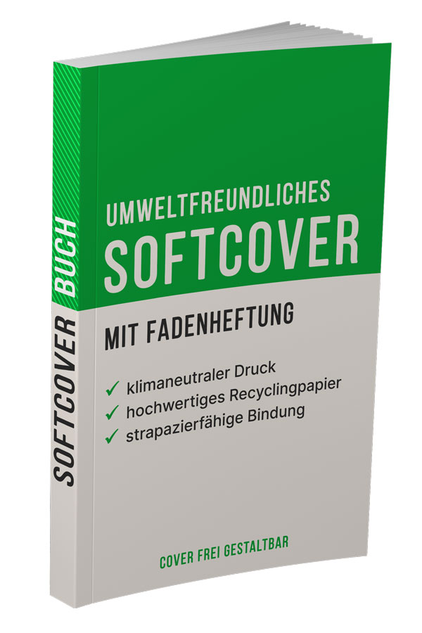 Umweltfreundliches Softcoverbuch mit Fadenheftung