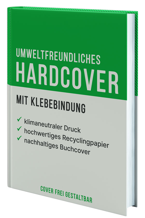 Umweltfreundliches Hardcoverbuch mit Klebebindung